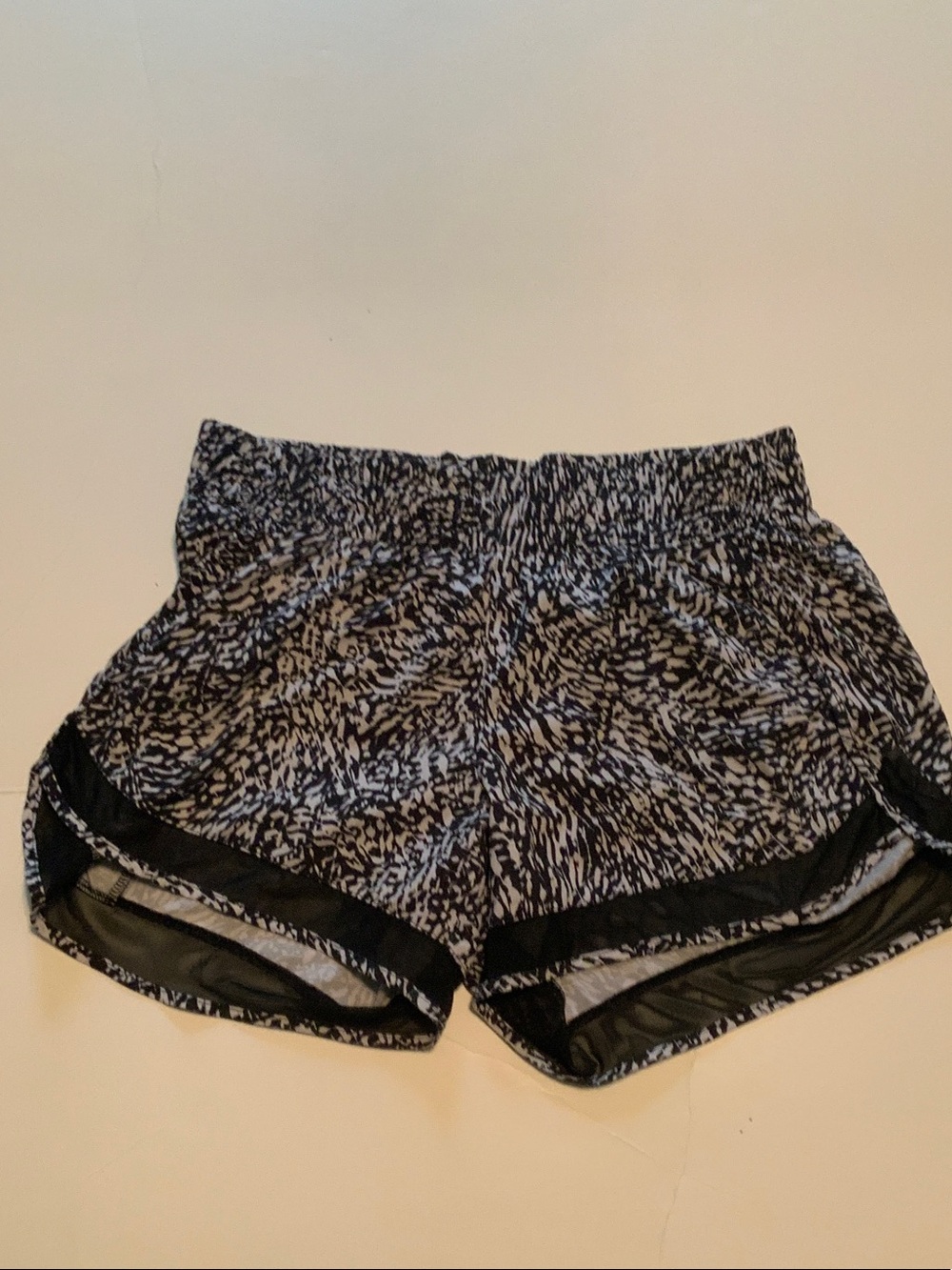 Athleta Black and White Abstract Print Athletic Shorts